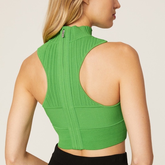 Hervé Léger 2021 Green Ribbed Crop Top • Size M • Designer - Picture 2 of 10